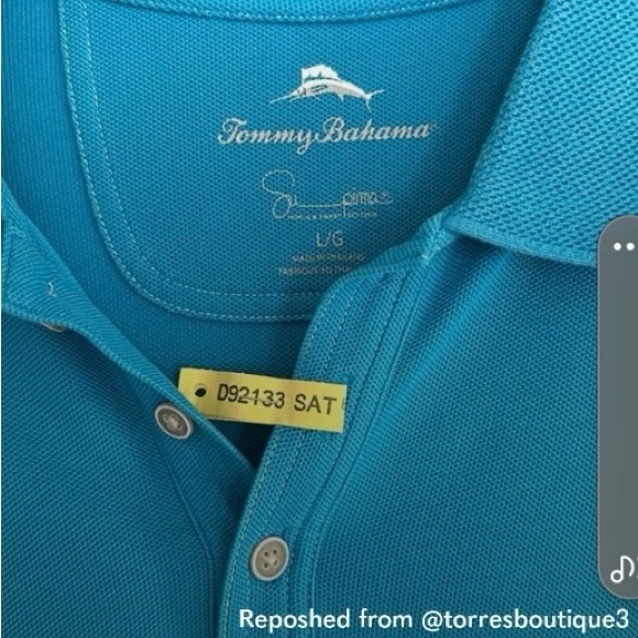 EUC Tommy Bahama men's 3-button placket polo shirt, size Large - Picture 7 of 9